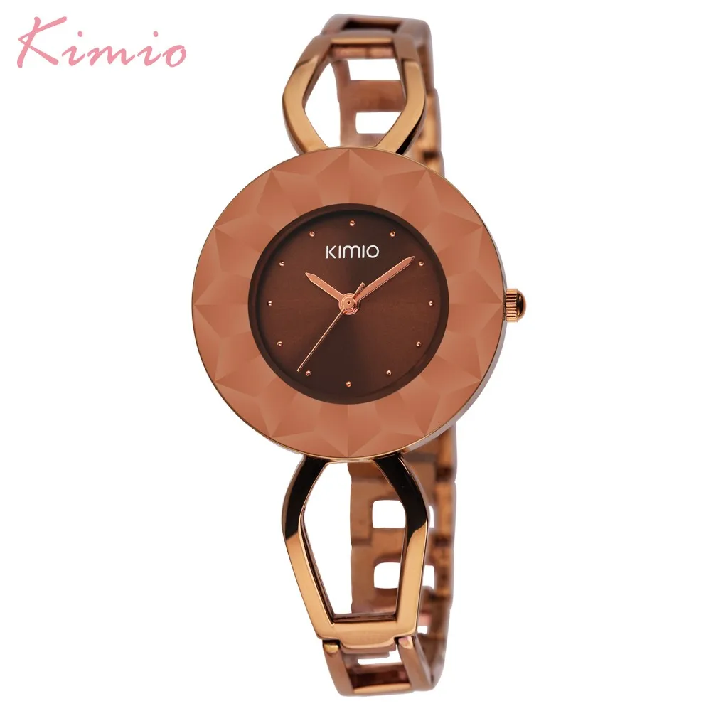 Брендовые роскошные женские часы KIMIO кварцевые наручные со стразами модные с