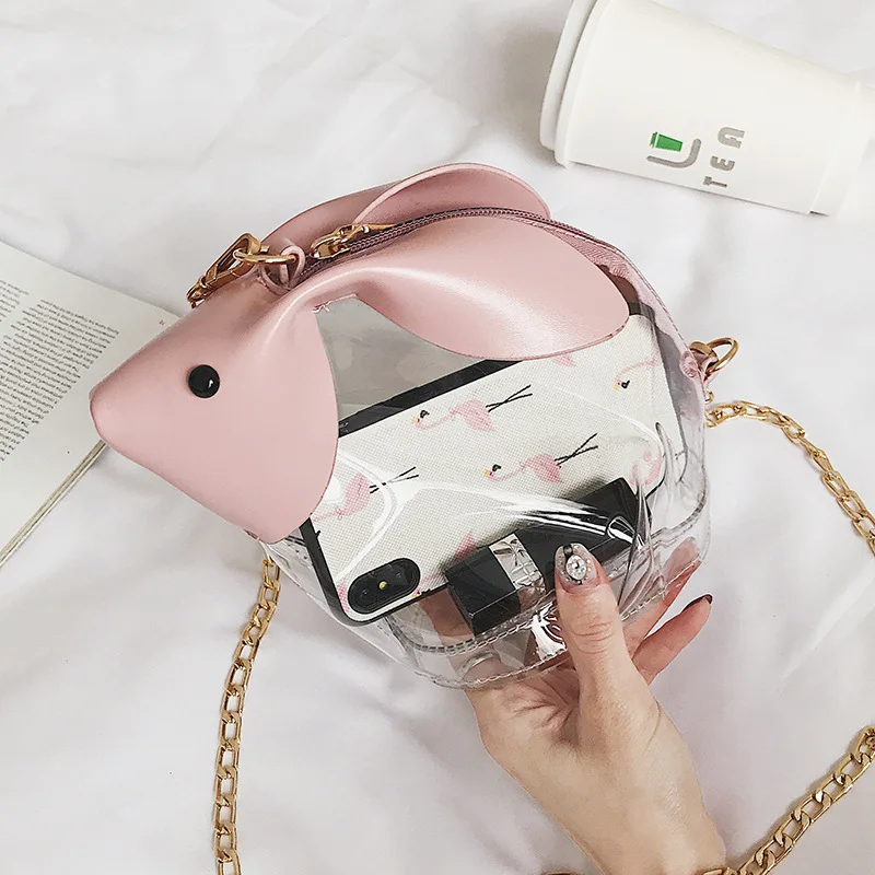 Cute Rabbit Women Chain Messenger Bag Transparent Clear Fashion Luxury Designer Pink Shoulder Crossbody Bag Girl Cartoon Handbag
Cute Rabbit Women Chain Messenger Bag Transparent Clear Fashion Luxury Designer Pink Shoulder Crossbody Bag Girl Cartoon Handbag