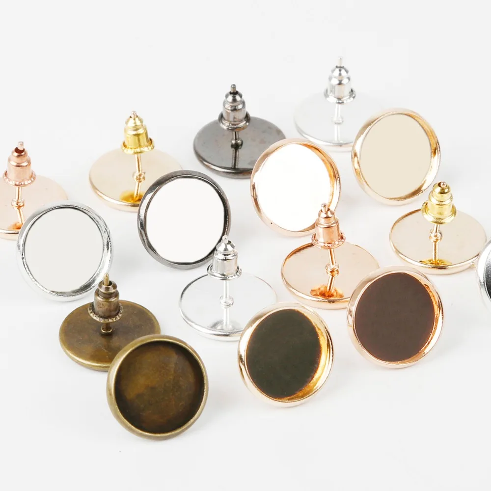 50pcs/lot 14mm Gold/Sliver/Bronze Plated Iron Earring Studs(with Ear plug) Base,Fit 12mm Glass Cabochons
50pcs/lot 14mm Gold/Sliver/Bronze Plated Iron Earring Studs(with Ear plug) Base,Fit 12mm Glass Cabochons