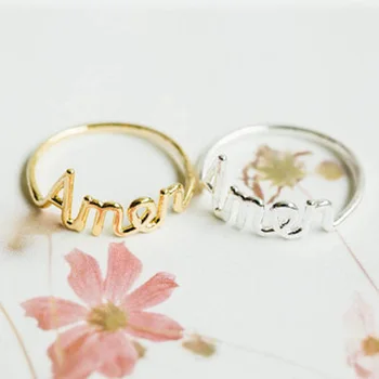 Wholesale 30pcs/Lot Amen Script Letter Ring,Silver Gold-color Loyal Prayer Ring Jewelry For Women Free Shipping 
Wholesale 30pcs/Lot Amen Script Letter Ring,Silver Gold-color Loyal Prayer Ring Jewelry For Women Free Shipping
