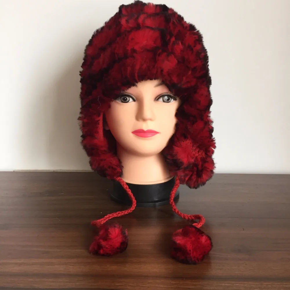 Фото 2019 New Women Winter Warm Real Natural Genuine Rabbit Fur Cap Headwear warm Hat Free Shipping TBAH356 | Аксессуары для одежды