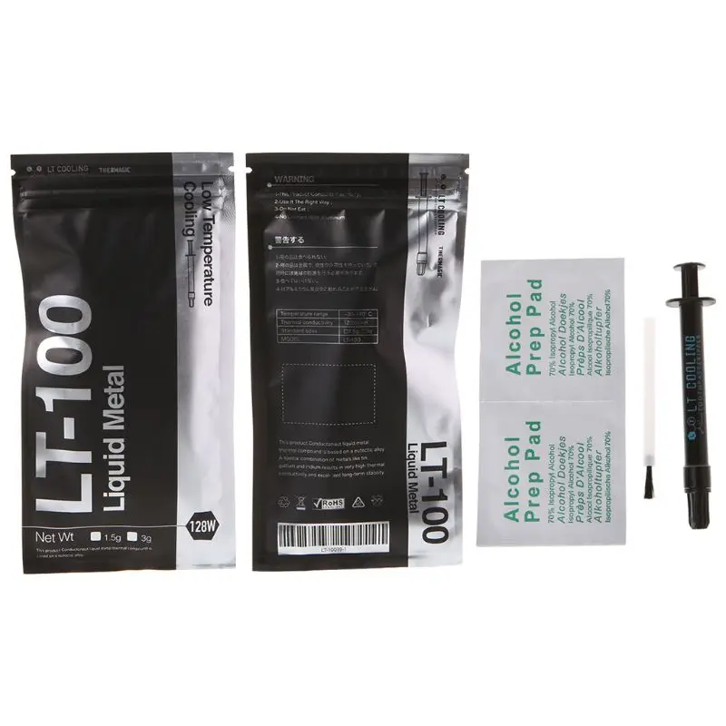 LT-100 Liquid metal thermal conductive paste Grease for CPU GPU Cooling liquid ultra 128W/mK 1.5g 3g Compound grease for cooling
LT-100 Liquid metal thermal conductive paste Grease for CPU GPU Cooling liquid ultra 128W/mK 1.5g 3g Compound grease for cooling