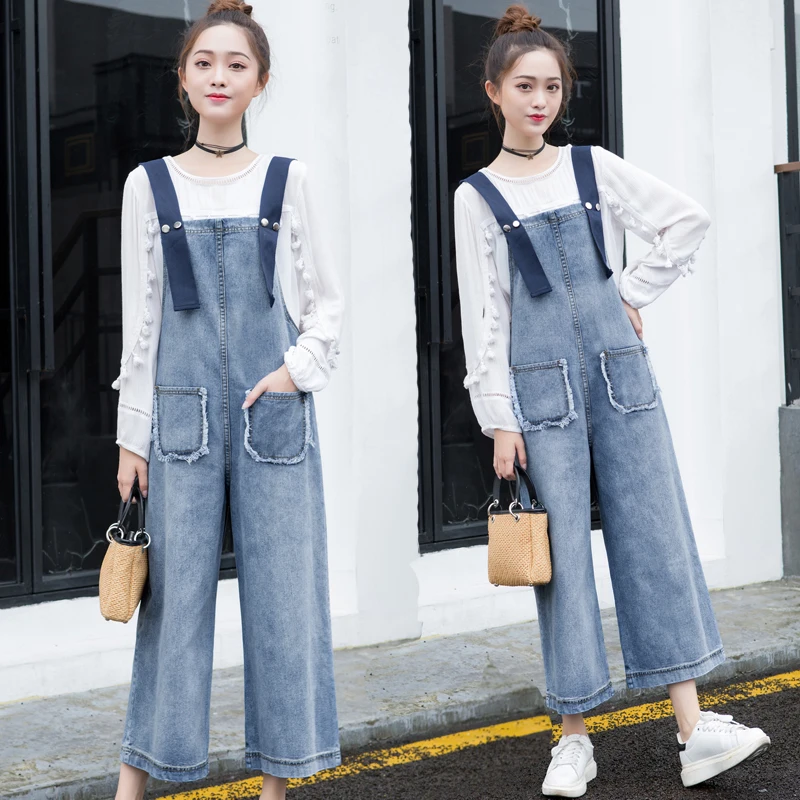 Womens Loose Harajuku Jeans Wide Leg Pants Jumpsuit Female Summer Pockets Breathable Thin Demin Cloth Suspender Trousers Rompers
Womens Loose Harajuku Jeans Wide Leg Pants Jumpsuit Female Summer Pockets Breathable Thin Demin Cloth Suspender Trousers Rompers