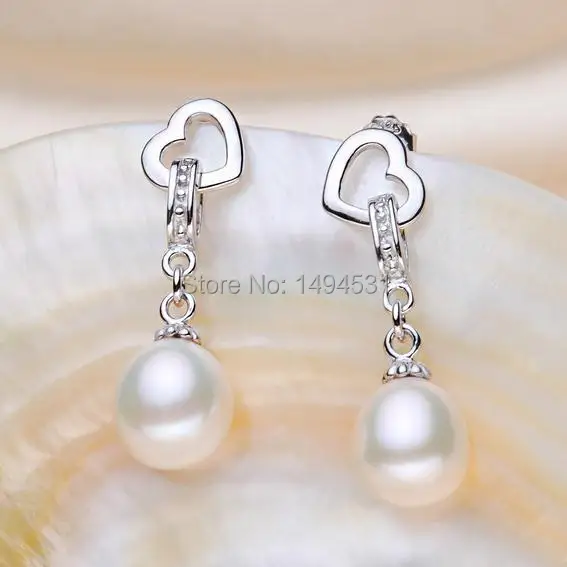 Wholesale Pearl Jewelry, White AAA 9-10MM Genuine Freshwater Pearl Earrings ,Heart Sterling Silvers Dangle Earrings Wedding Gift
Wholesale Pearl Jewelry, White AAA 9-10MM Genuine Freshwater Pearl Earrings ,Heart Sterling Silvers Dangle Earrings Wedding Gift