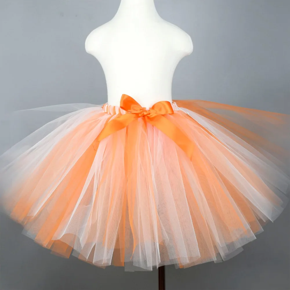 

Orange White Fluffy Tutu Skirt for Girls Baby Birthday Party Costume Kids Fancy Tulle Tutus Newborn-12Y Cake Smash Kids Gift