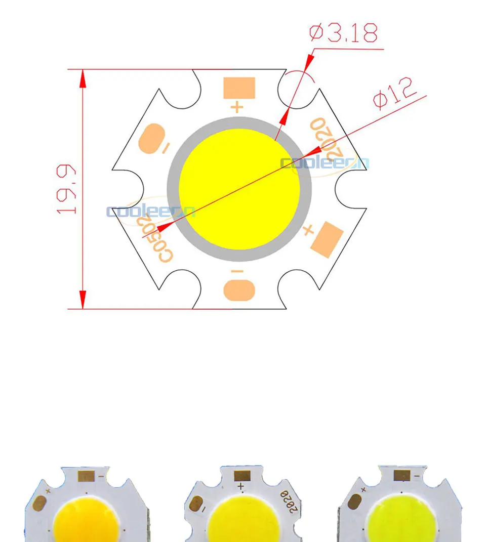 20pcs Red Blue Green White 3W 5W 7W 20mm Round COB LED Chip On Board Lighting Source For Spotlight Downlight DC LED Bulb for DIY (1)
