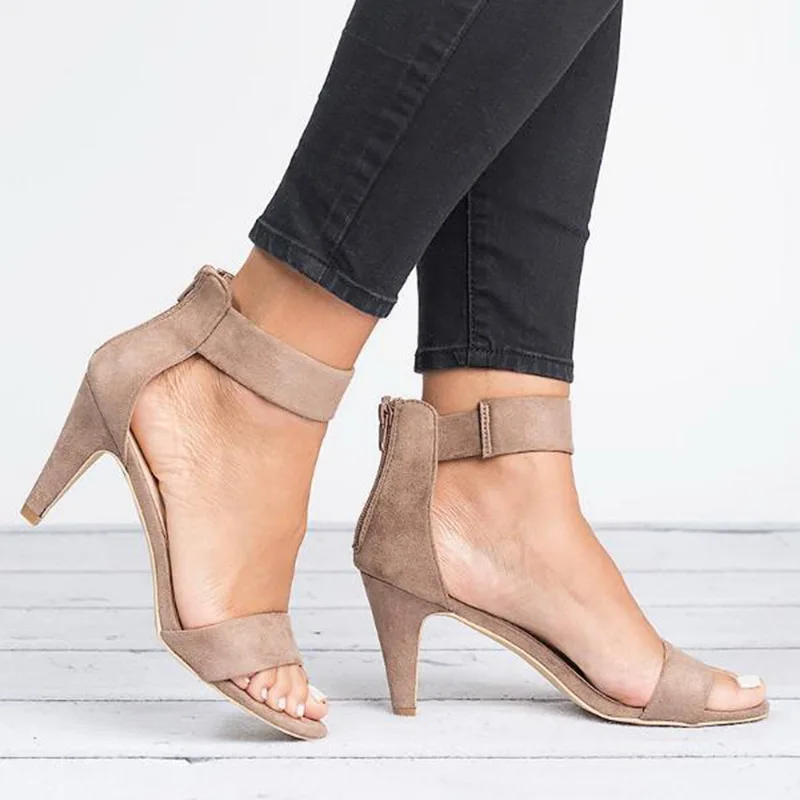 Ladies Ankle Strap High Heel Solid Color Sandals Summer Women's Fashion Heel Open Toe Shoes
Ladies Ankle Strap High Heel Solid Color Sandals Summer Women's Fashion Heel Open Toe Shoes