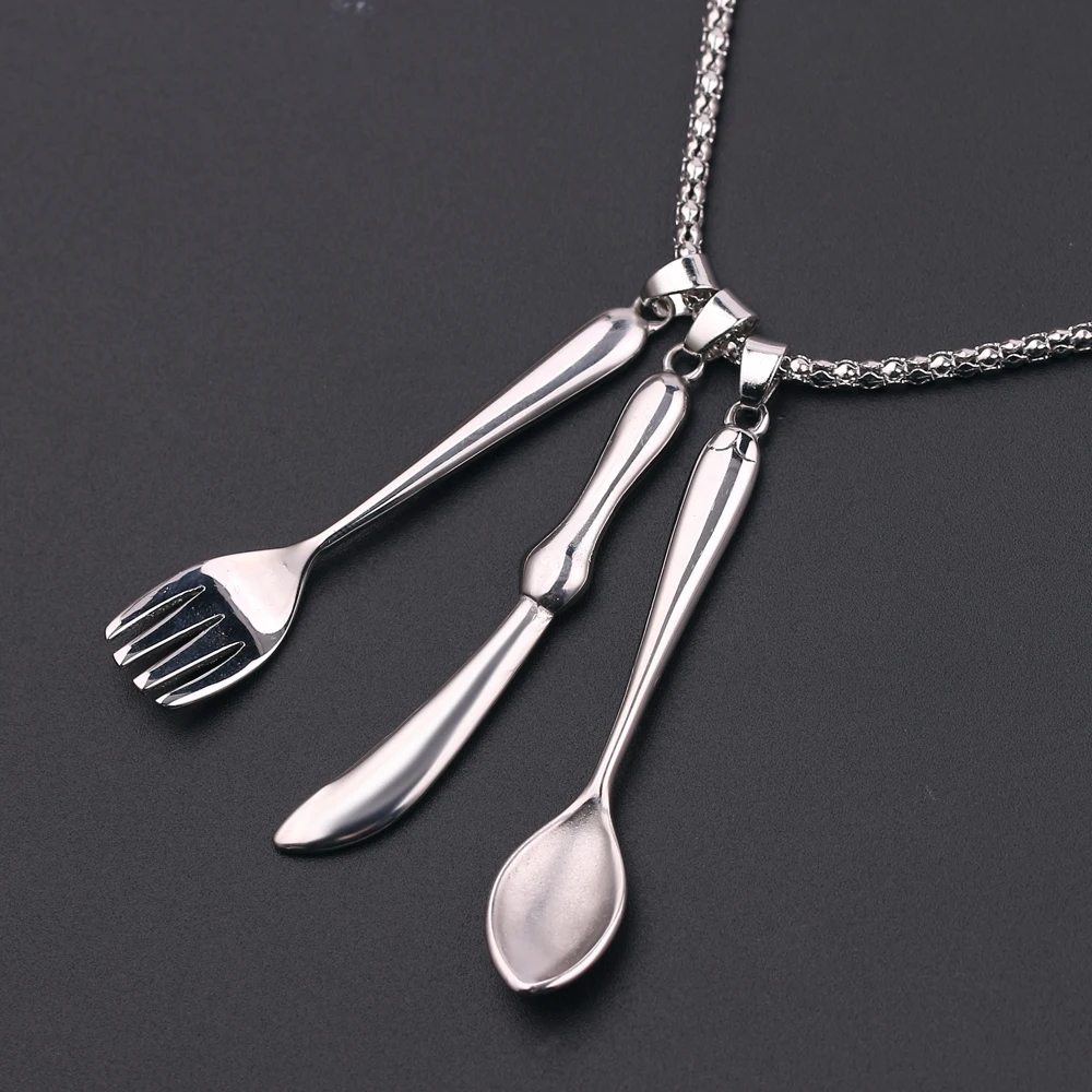 Fashion charm jewelry quirky silver long choker necklaces pendants mini tableware knife&fork&spoon necklace chain for women men
Fashion charm jewelry quirky silver long choker necklaces pendants mini tableware knife&fork&spoon necklace chain for women men