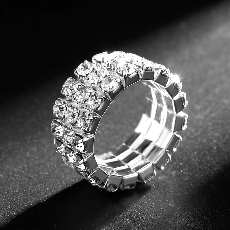 925S 1- 3 rows chain Elastic CZ Crystal Ring For Women bridal Fashion Jewelry
925S 1- 3 rows chain Elastic CZ Crystal Ring For Women bridal Fashion Jewelry