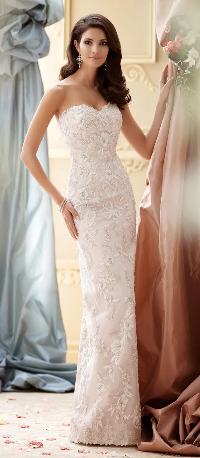 Sexy Skintight Wedding Dresses With Detachable Train Ivory Lace Bridal Dress Vestido De Novia 2015 (1)