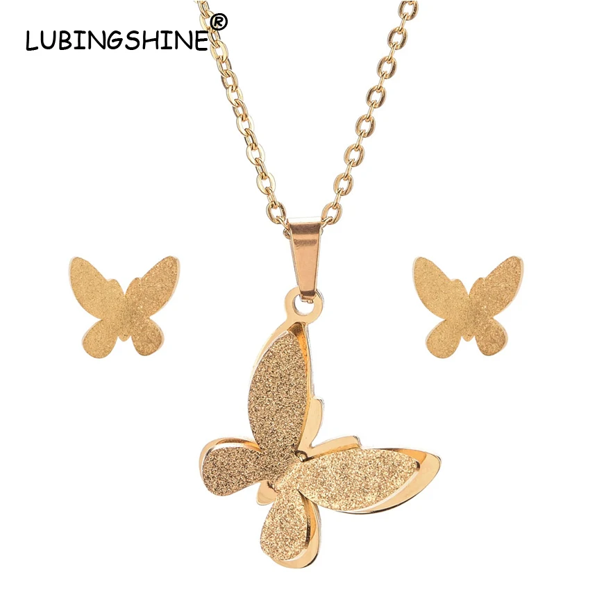 LUBINGSHINE Gold Earring Necklace Jewelry Set For Women Stainless Steel Butterfly Heart Pendant Collier Valentine's Day Gift
LUBINGSHINE Gold Earring Necklace Jewelry Set For Women Stainless Steel Butterfly Heart Pendant Collier Valentine's Day Gift