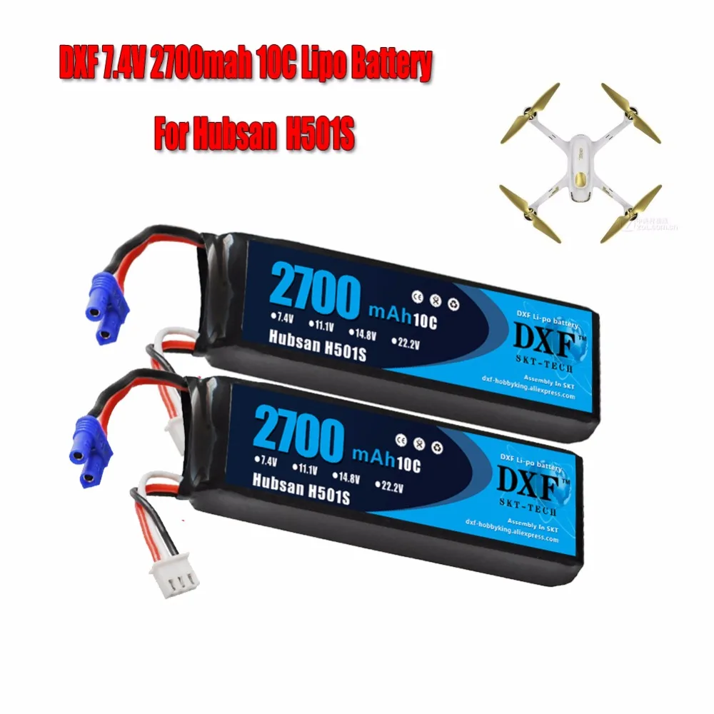 DXF 2PCS Hubsan H501S H501C X4 RC Quadcopter Spare Parts 7.4V 2700mAh 10C Lipo Battery H501S-14 For FPV RC Drones
DXF 2PCS Hubsan H501S H501C X4 RC Quadcopter Spare Parts 7.4V 2700mAh 10C Lipo Battery H501S-14 For FPV RC Drones