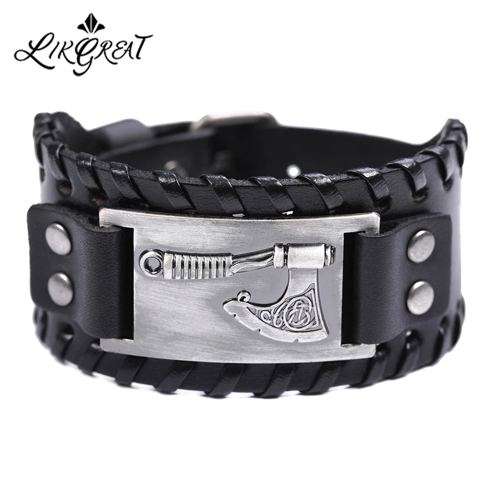 LIKGREAT Viking Wristband Cuff Braid Leather Bracelet Amulet Jewelry Accessories Celtics Knot Tailsman Axe Slavic Charm Bracelet
LIKGREAT Viking Wristband Cuff Braid Leather Bracelet Amulet Jewelry Accessories Celtics Knot Tailsman Axe Slavic Charm Bracelet