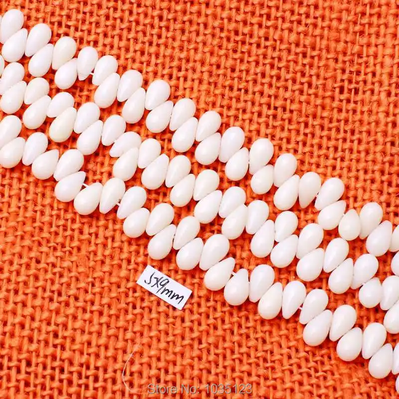 

Free Shipping 5x9mm Smooth Natural White Color Coral Drop Shape Gems Loose Beads Strand 15" DIY Creative Jewellery Making w3042
