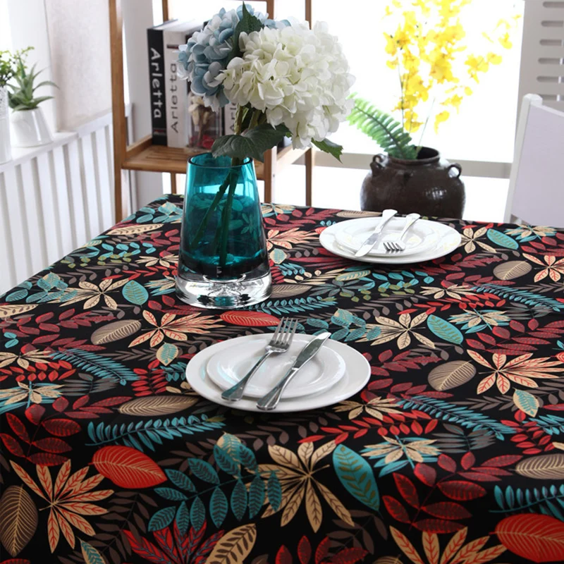Elegant Decoration Cotton Canvas Black Colorful Leaves Print Tablecloth Rectangular Pastoral Style Coffee Dining Decor Cover
Elegant Decoration Cotton Canvas Black Colorful Leaves Print Tablecloth Rectangular Pastoral Style Coffee Dining Decor Cover