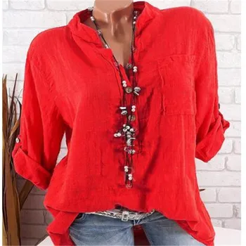 Ladies Large size Blouse 2019 spring summer long sleeve V-neck button top solid color casual pocket Women's Shirt S-5XL
Ladies Large size Blouse 2019 spring summer long sleeve V-neck button top solid color casual pocket Women's Shirt S-5XL