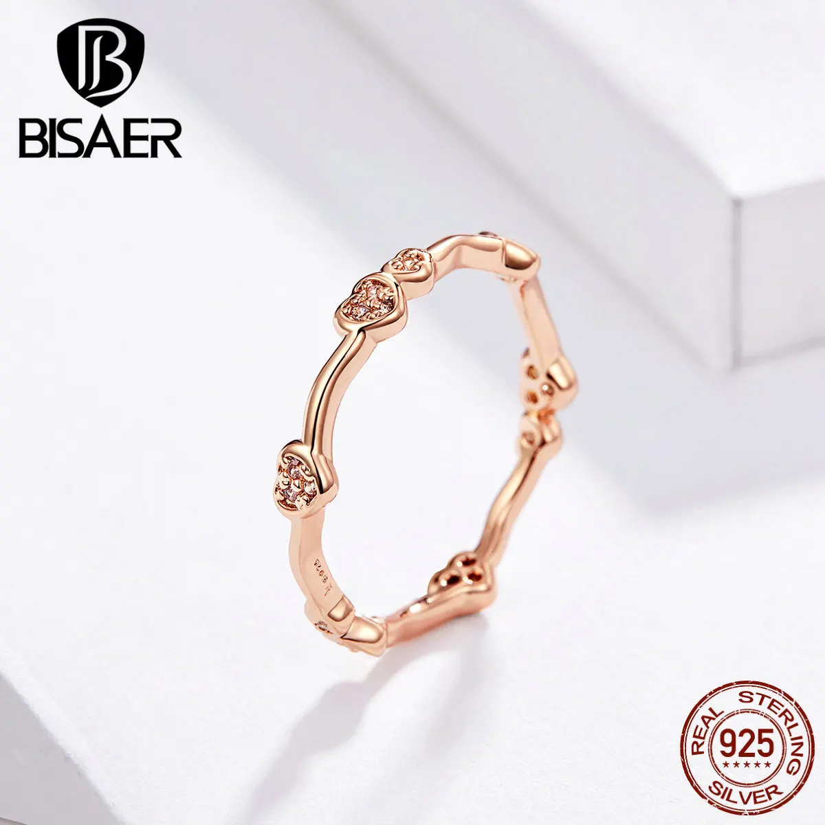 BISAER Rose Gold Rings 925 Sterling Silver Forever Love Finger Rings For Woman Classical Wedding Engagement Party Ring HSR519
BISAER Rose Gold Rings 925 Sterling Silver Forever Love Finger Rings For Woman Classical Wedding Engagement Party Ring HSR519