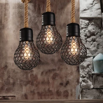 Vintage Rope Pendant Light edison bulb American Style metal cage lamp restaurant dining room lights industrial bar lighting
Vintage Rope Pendant Light edison bulb American Style metal cage lamp restaurant dining room lights industrial bar lighting