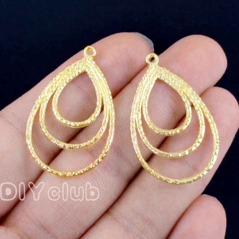 

60pcs-Teardrop Charms,Gold Tone Filigree Chandelier Earring Teardrop charms Pendant 35x21mm