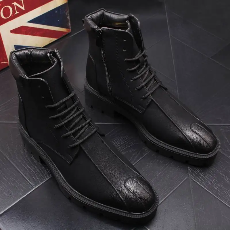 Winter Thick Bottom Mens Mid Calf Boots Fashion Round Toe Lace Up High Top Casual Shoes Man Business Leisure Martin Boots
Winter Thick Bottom Mens Mid Calf Boots Fashion Round Toe Lace Up High Top Casual Shoes Man Business Leisure Martin Boots
