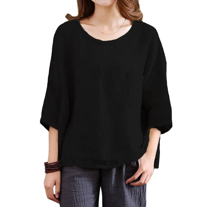 Cotton Tops sleeves T-Shirt women's casual retro style Plain cotton linen 3/4 Sleeve breathable Vintage Summer
Cotton Tops sleeves T-Shirt women's casual retro style Plain cotton linen 3/4 Sleeve breathable Vintage Summer