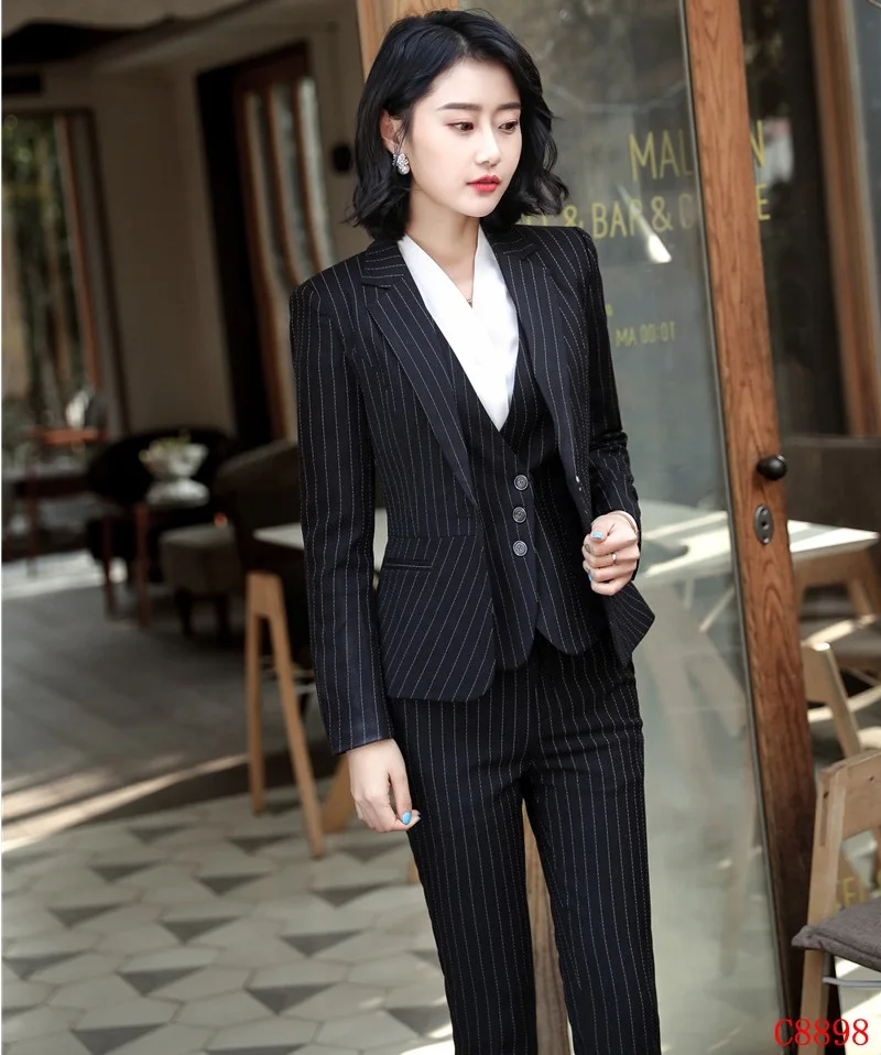 High Quality Fabric, Formal Uniform Styles Pantsuits Women Business Suits With 3 Pieces Set Blazer Coat + Vest + Pants Blazers
High Quality Fabric, Formal Uniform Styles Pantsuits Women Business Suits With 3 Pieces Set Blazer Coat + Vest + Pants Blazers