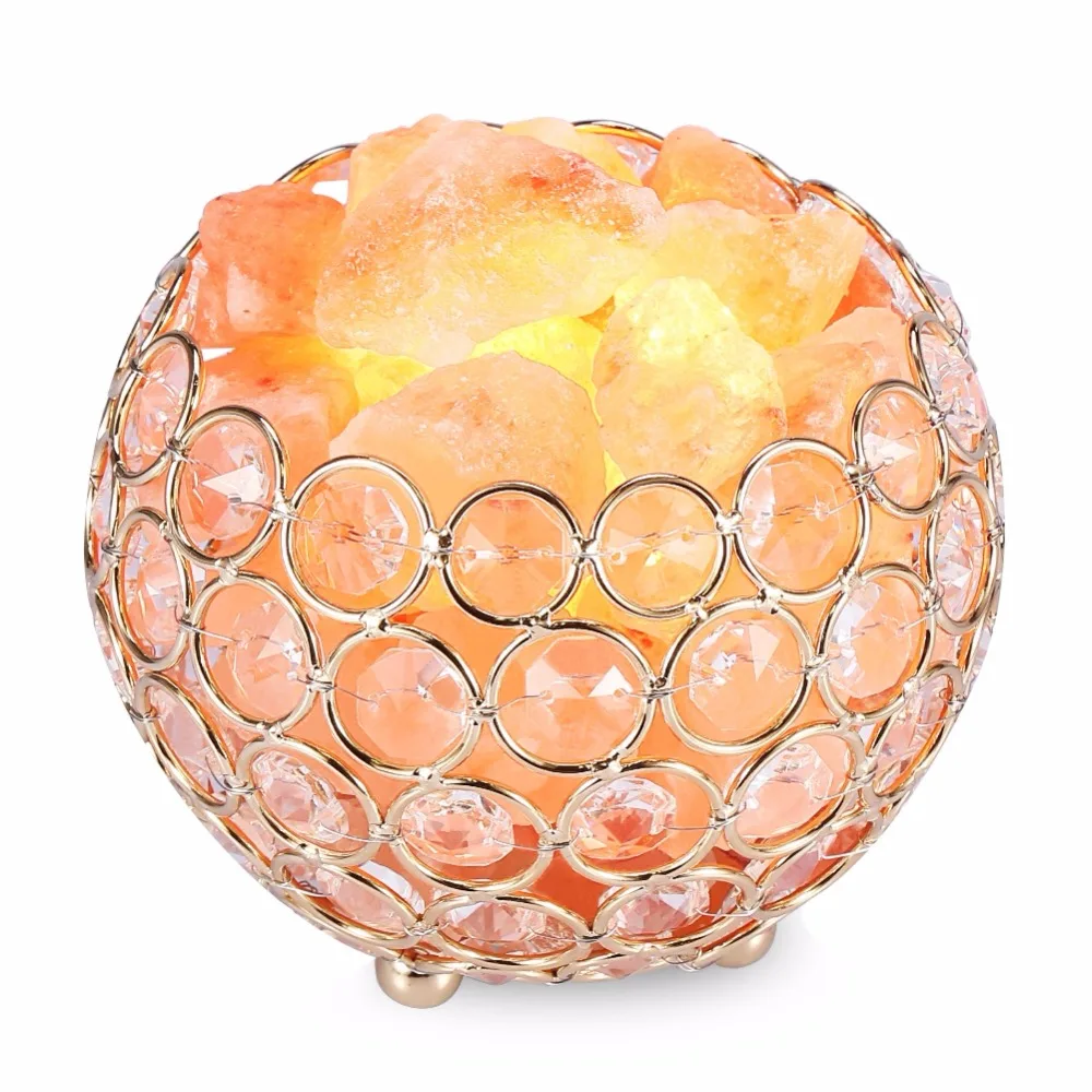 Lámpara de sal del Himalaya Cristal Rosa Natural para la noche