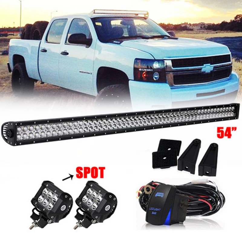 54 Inch 312W Car LED Light Bar STRAIGHT +2pcs 18W Led Work Lights For Offroad Jeep Truck ATV PICKUP Driving Lamp 4x4 +Wiring
54 Inch 312W Car LED Light Bar STRAIGHT +2pcs 18W Led Work Lights For Offroad Jeep Truck ATV PICKUP Driving Lamp 4x4 +Wiring