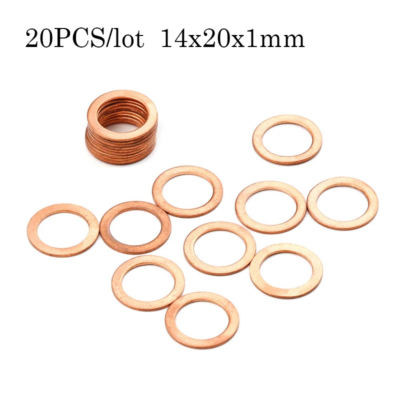 20PCS/lot Solid Copper Washer 14x20x1mm Flat Ring Gasket Sump Plug Oil Seal Fittings Washers Fastener Hardware Accessories
20PCS/lot Solid Copper Washer 14x20x1mm Flat Ring Gasket Sump Plug Oil Seal Fittings Washers Fastener Hardware Accessories