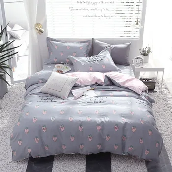 Pink gray Bedding Set Cute Duvet cover sets Strawberry Printed Bed Sets Fruit Bedding Bedclothes Children quilt Cover for Girls
Pink gray Bedding Set Cute Duvet cover sets Strawberry Printed Bed Sets Fruit Bedding Bedclothes Children quilt Cover for Girls