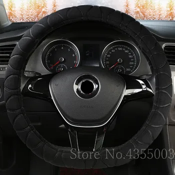 

D Ring Car Steering Wheel Cover Soft Short Plush Case Universal 38CM Accessories For Volkswagen Golf 7 Mk7 For Kia Sportage K5