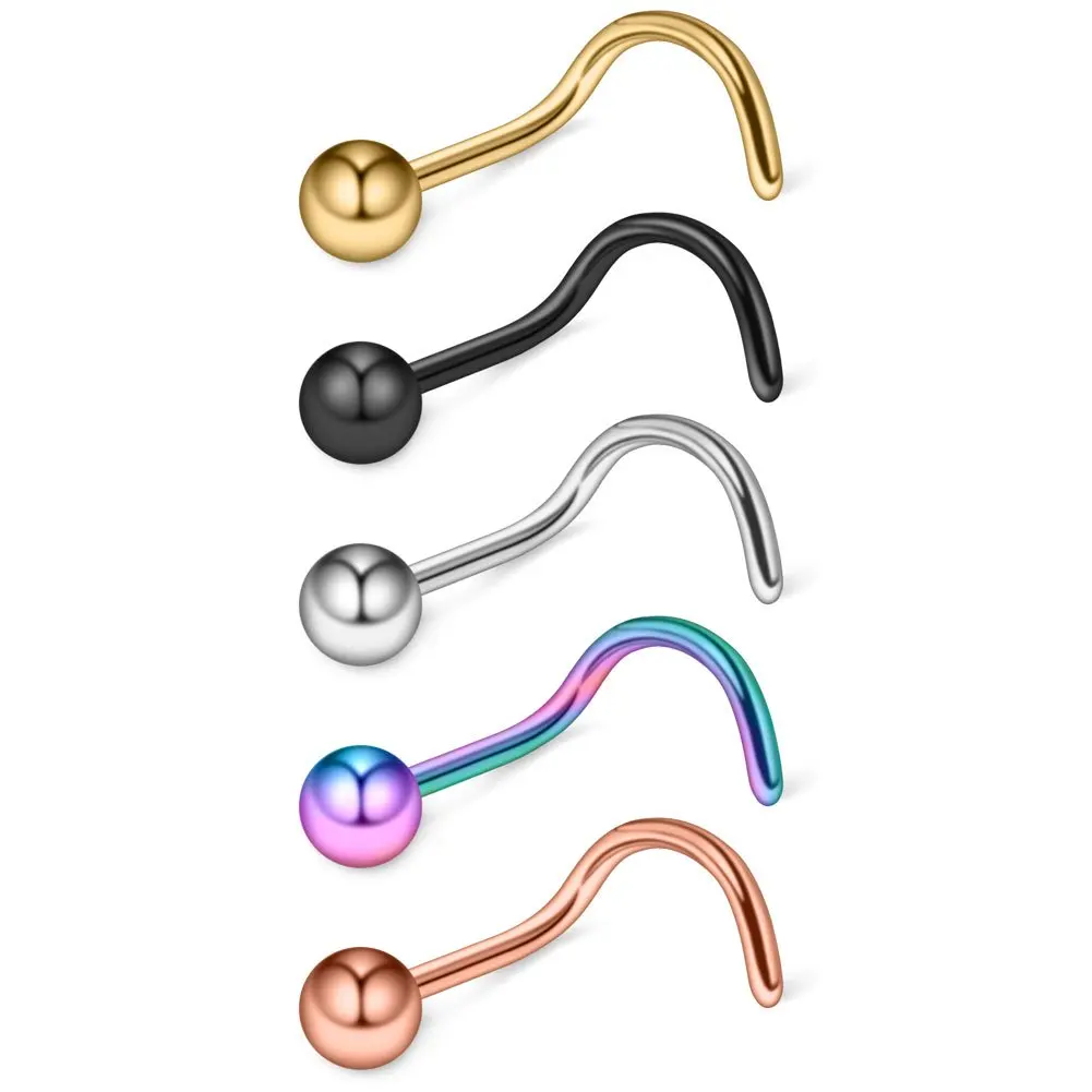 JFORYOU 5PCS Surgical Steel Curved Nose Stud Ring Screw with 1.5mm-3mm Ball Piercing Jewelry 22G 20G 18G
JFORYOU 5PCS Surgical Steel Curved Nose Stud Ring Screw with 1.5mm-3mm Ball Piercing Jewelry 22G 20G 18G