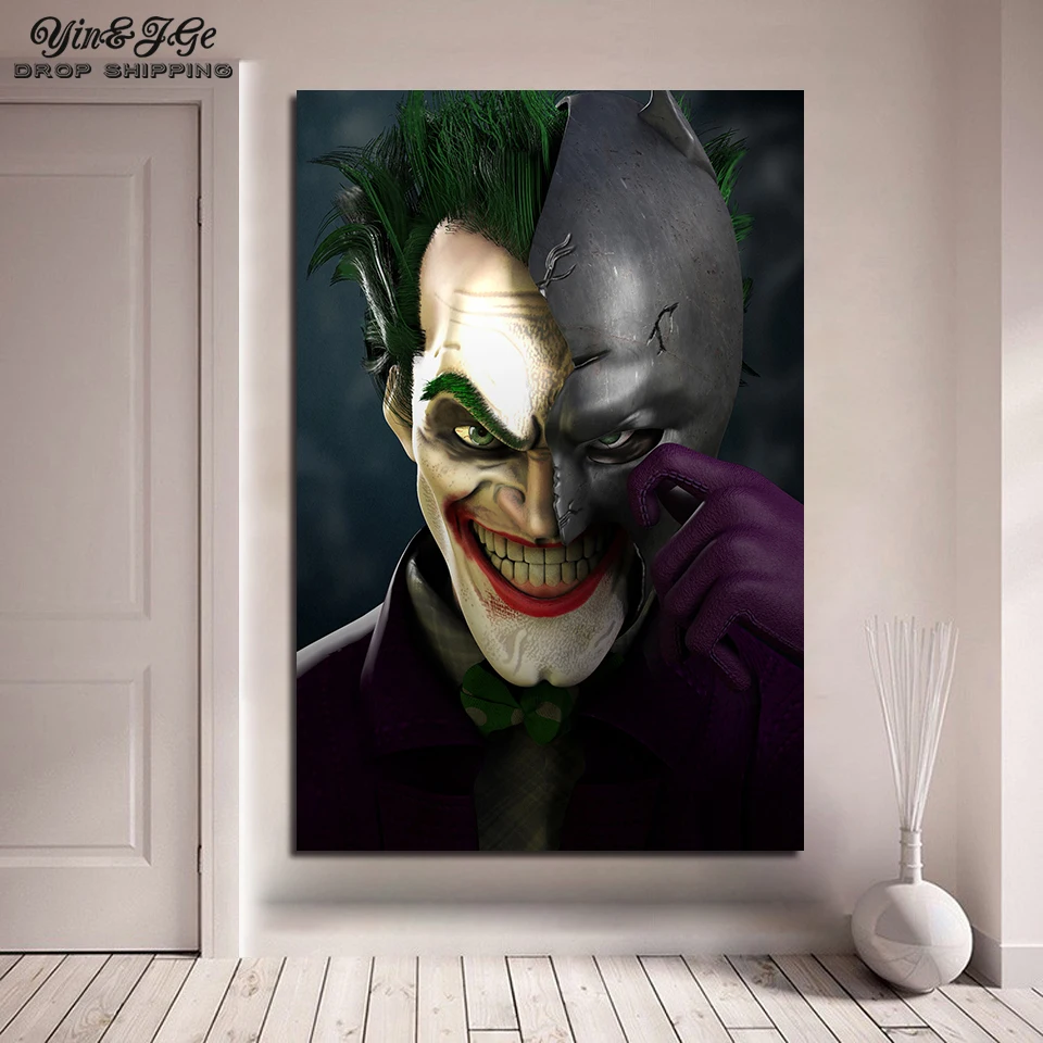 Canvas Printed Painting Wall Art 1 Pieces Joker Wearing Half Batman Mask Poster Modular Abstract Pictures Home Decor Frameworks
Canvas Printed Painting Wall Art 1 Pieces Joker Wearing Half Batman Mask Poster Modular Abstract Pictures Home Decor Frameworks