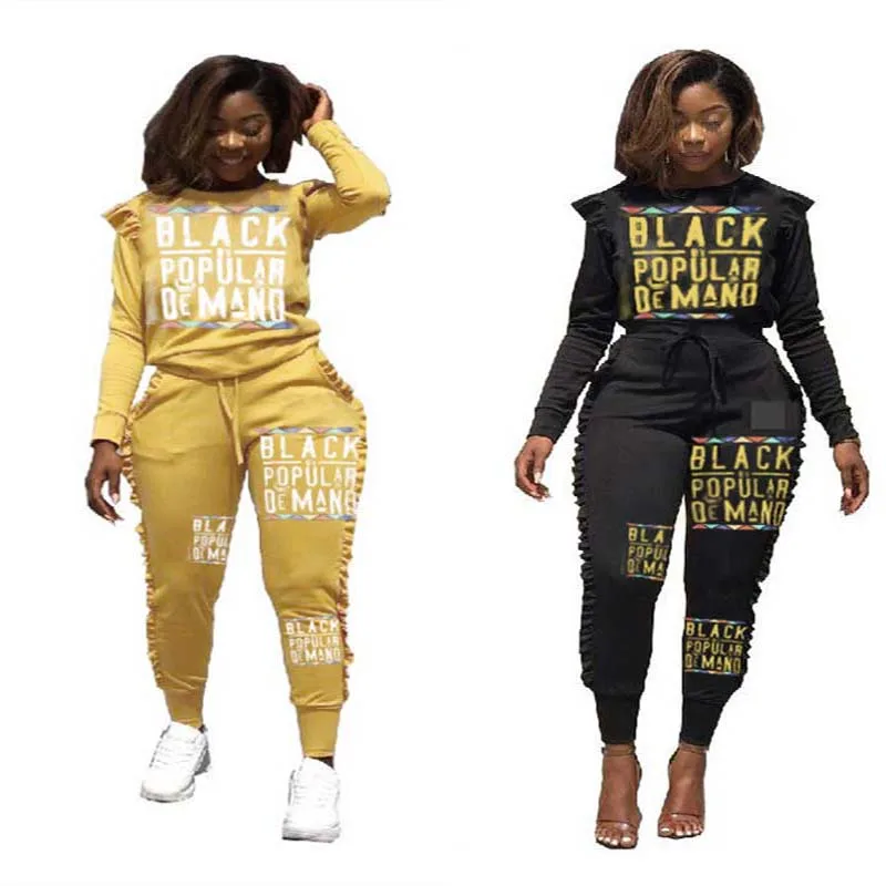New Spring Autumn Fashion Casual Letter Printed Ruffles Side Two Pieces Set Women Bodycon Long Sleeve O-Neck Suit Tracksuit
New Spring Autumn Fashion Casual Letter Printed Ruffles Side Two Pieces Set Women Bodycon Long Sleeve O-Neck Suit Tracksuit