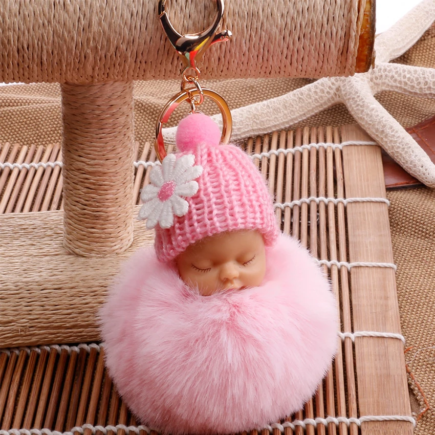 Sleeping Baby Doll Keychain Flower Pompom Rabbit Fur Ball Key Chain Fluffy Car Keyring porte clef Bag Key Ring
Sleeping Baby Doll Keychain Flower Pompom Rabbit Fur Ball Key Chain Fluffy Car Keyring porte clef Bag Key Ring