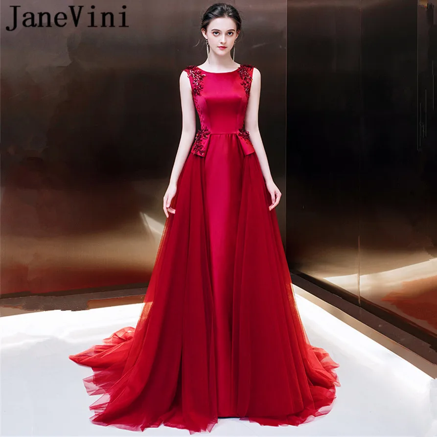 JaneVini Vestidos Chic Burgundy Sequined Beaded Mother of the Bride Dresses A Line Scoop Neck Satin Evening Dress Sweep Train
JaneVini Vestidos Chic Burgundy Sequined Beaded Mother of the Bride Dresses A Line Scoop Neck Satin Evening Dress Sweep Train