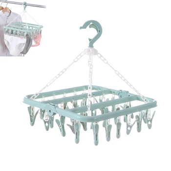 Newly Plastic Folding Clothes Hanger With 32 Clips Towels Socks Bras Underwear Drying Rack Space Saving Closet Organizer Tool
Newly Plastic Folding Clothes Hanger With 32 Clips Towels Socks Bras Underwear Drying Rack Space Saving Closet Organizer Tool