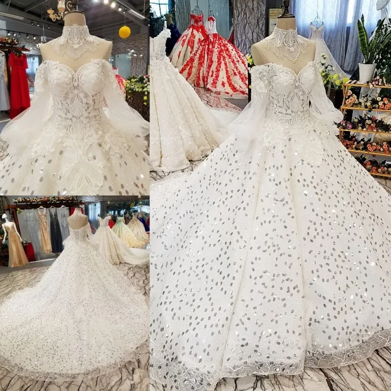 Bride Word Shoulder Korean Self-cultivation Thin Concise Luxurious Tailing Pregnant Woman Wedding Dress Full 07894 | Свадьбы и