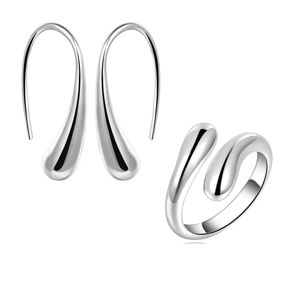 Simple Design Double Round Head Ring-Opened Silver Plated ring and water drop dangle earrings Set fashion jewelry for women girl
Simple Design Double Round Head Ring-Opened Silver Plated ring and water drop dangle earrings Set fashion jewelry for women girl