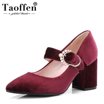 TAOFFEN Size 32-43 Vintage Women High Heel Shoes Beading Metal Buckle Thick Heel Pumps Party Club Shoes Women Elegant Footwears
TAOFFEN Size 32-43 Vintage Women High Heel Shoes Beading Metal Buckle Thick Heel Pumps Party Club Shoes Women Elegant Footwears