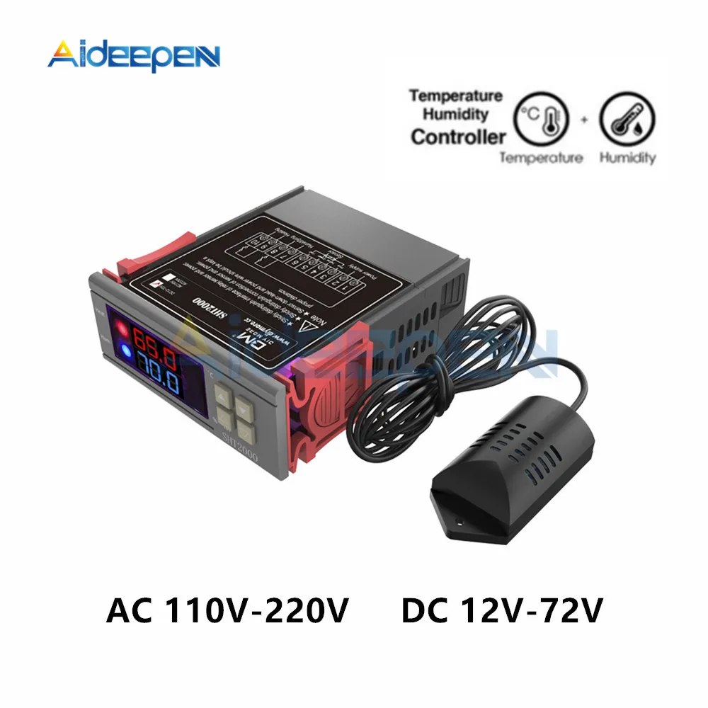 SHT2000 DC12V 24V AC 110-220V Digital Thermostat Humidistat Humidity Temperature Controller Regulator Thermoregulator Hygrometer
SHT2000 DC12V 24V AC 110-220V Digital Thermostat Humidistat Humidity Temperature Controller Regulator Thermoregulator Hygrometer