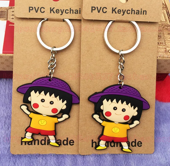 Фото IVYYE 1 шт. брелок с надписью Happy Chi-bi Maruko аниме-брелок для ключей рисунком из ПВХ