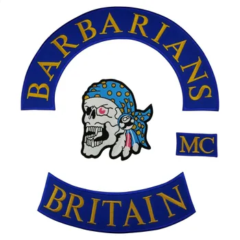 Barbarians Britain MC Vest Embroidered Patch Iron On Back of Jacket Patch Blue and black twill fabric Free Shipping DIY Stickers
Barbarians Britain MC Vest Embroidered Patch Iron On Back of Jacket Patch Blue and black twill fabric Free Shipping DIY Stickers