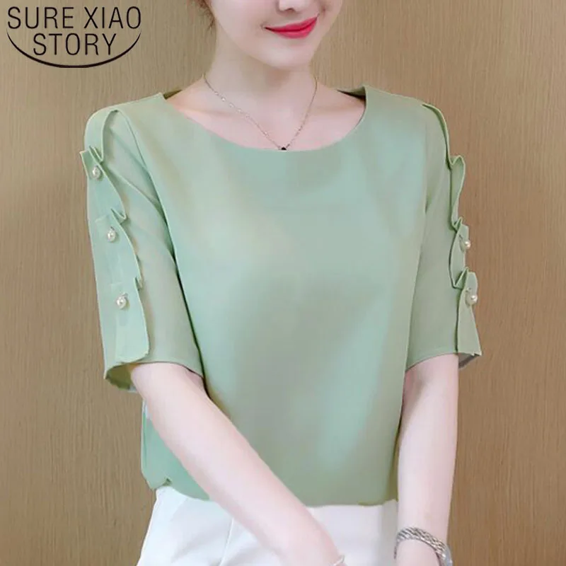 Fashion women shirt 2019 Chiffon Tops beaded Short Sleeve shirt women green and white shirt ladies tops women clothes 0744 30
Fashion women shirt 2019 Chiffon Tops beaded Short Sleeve shirt women green and white shirt ladies tops women clothes 0744 30