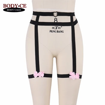 

Womens Fashion Sexy Garter Belt Body Harness Adjust Black Elastic High Waist Bondage Lingerie Goth Harajuku Stocking Suspender