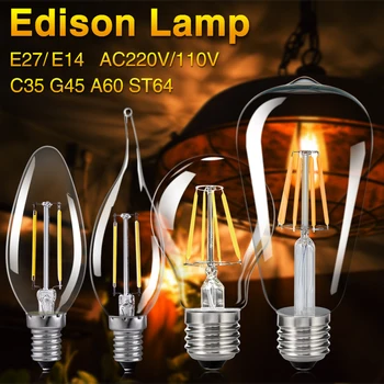 LED Filament Bulb E27 ST64 Retro Edison Lamp 110 220V Vintage C35 E14 Candle Light G45 A60 Globe Ampoule Lighting COB Home Decor
LED Filament Bulb E27 ST64 Retro Edison Lamp 110 220V Vintage C35 E14 Candle Light G45 A60 Globe Ampoule Lighting COB Home Decor