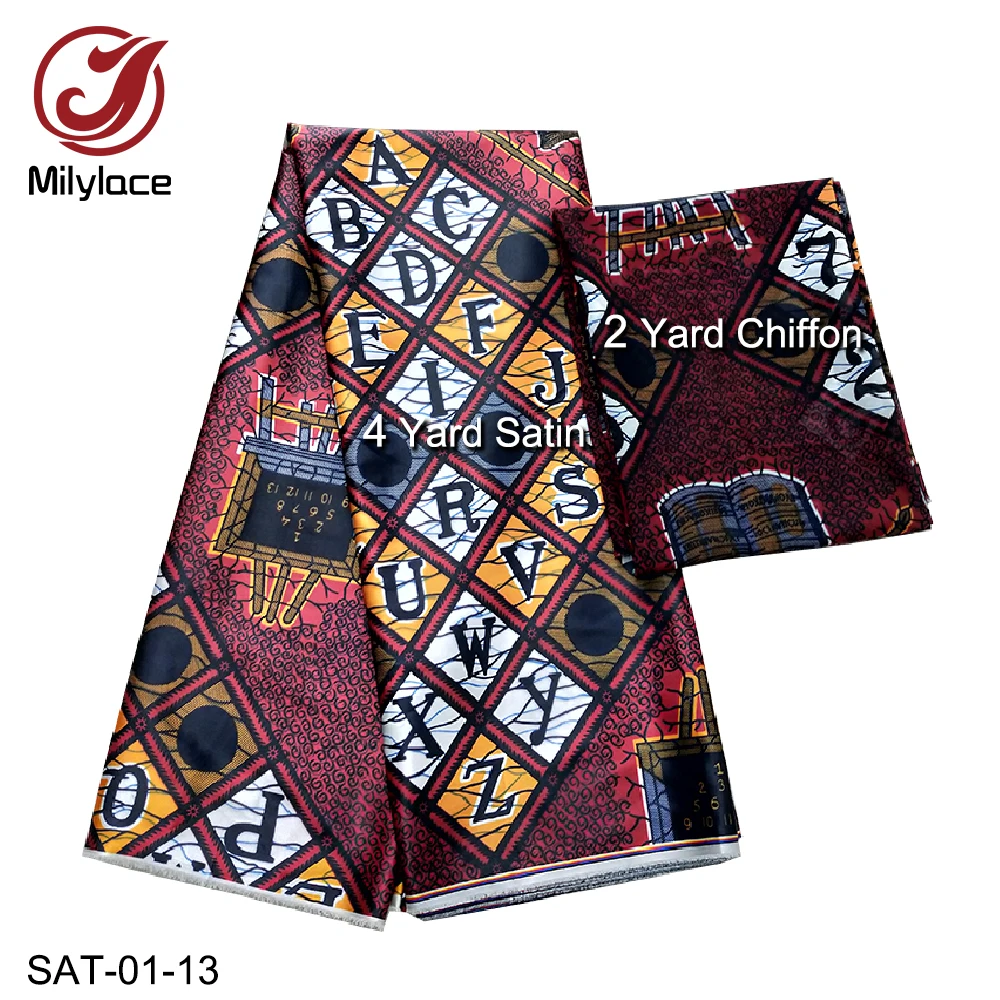 2019 New African satin fabric digital printing Satin 4 yards + Nigerian Chiffon fabric 2 yards for clothes scarf SAT-01-7-13
2019 New African satin fabric digital printing Satin 4 yards + Nigerian Chiffon fabric 2 yards for clothes scarf SAT-01-7-13