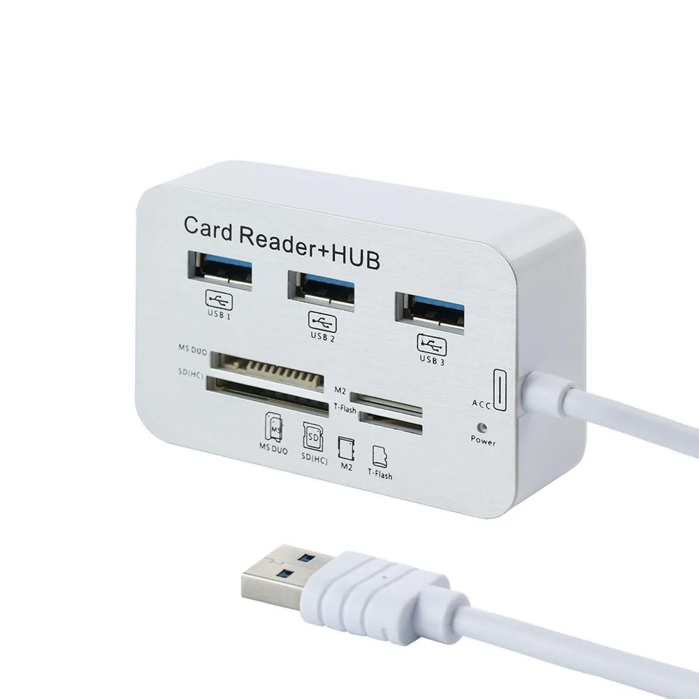 Zeadow USB 3.0 Card Reader 3 Ports Hub High Speed External Memory For MS Micro SD MMC M2 TF Cards | Компьютеры и офис