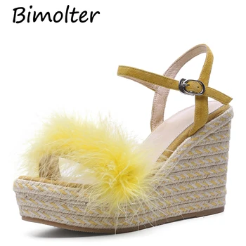 Bimolter platform sandals women Buckle shoes Sheep Suede fur heels Solid Color femme Straw Thick High Heels Handmade Shoes FC013
Bimolter platform sandals women Buckle shoes Sheep Suede fur heels Solid Color femme Straw Thick High Heels Handmade Shoes FC013