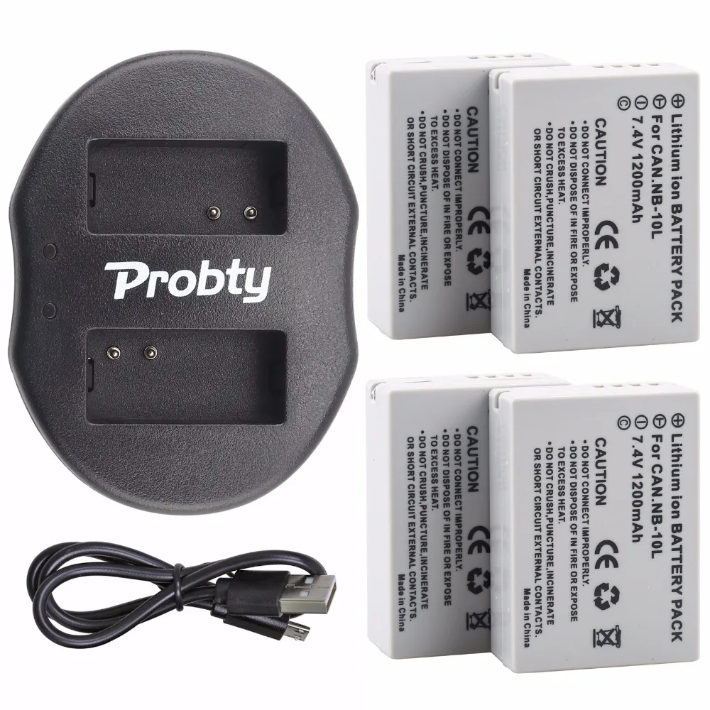 4 Pcs NB-10L NB 10L NB10L Battery + USB Dual Charger for Canon PowerShot G15 G16 G1X G3X SX40 SX40HS SX50 SX60 HS Camera
4 Pcs NB-10L NB 10L NB10L Battery + USB Dual Charger for Canon PowerShot G15 G16 G1X G3X SX40 SX40HS SX50 SX60 HS Camera